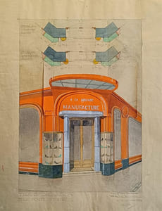 Transformation de la Porte d'Entrée " A la Grande Manufacture" . Dressé par l'architecte soussigné A. Rocher le 12 Mars 1932.