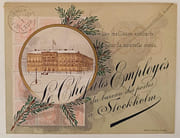Les Meilleurs souhaits pour la Nouvelle Année 1895. Le Chef et les Employés du Bureau des Postes à Stockholm par CARTE DE VOEUX.