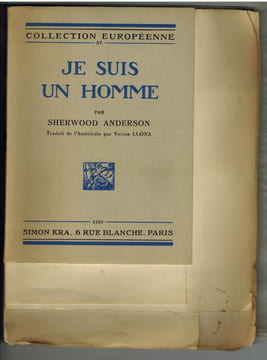 Je suis un homme. Traduit de l'Américain par Victor Llona.. ANDERSON (Sherwood).