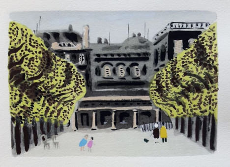 En Avril 1944: Paris respirait encore! Poème de Paul Eluard illustrant sept gouaches de Jean Hugo.. ELUARD (Paul).