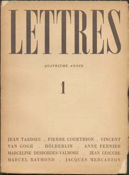 LETTRES N° 1, 4ème année, 1946.. COLLECTIF (Tardieu - Hölderlin - M. Desbordes-Valmore - J. Lescure - Van Gogh - etc.)