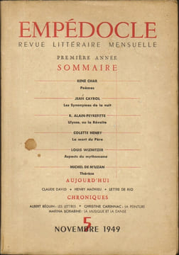 EMPéDOCLE N° 5 - NOVEMBRE 1949.. COLLECTIF