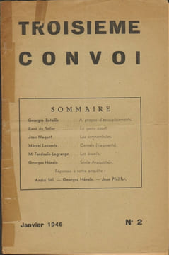 TROISIÈME CONVOI N° 2. Janvier 1946 - IIIème CONVOI. COLLECTIF (Georges Bataille, René de Solier, Jean Maquet, Marcel Lecomte, M. Fardoulis-Lagrange, ...