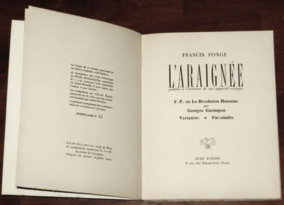 L'ARAIGNÉE, publiée à l'intérieur de son appareil critique. [Édition originale sur vélin]