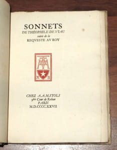 SONNETS. Suivis de la REQUESTE AU ROY [Un des 50 exemplaires hors commerce]