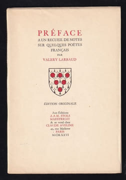 PRÉFACE A UN RECUEIL DE NOTES SUR QUELQUES POÈTES FRANÇAIS [Édition originale sur Japon, hors commerce]. LARBAUD Valery