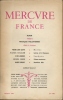 MERCURE DE FRANCE N° 1186 - JUIN 1962.. COLLECTIF : ALAIN - F. MILLEPIERRES - Pierre Jean JOUVE - SEGALEN - F. DES LIGNERIS - M. SAGER - Marie DORMOY.