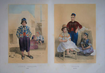 ALGÉRIE HISTORIQUE, PITTORESQUE ET MONUMENTALE. Recueil de vues, monuments, cérémonies, costumes, armes et portraits dessinés d’après nature, avec texte descriptif des localités, mœurs, usages, jeux et divertissements des habitants de l’Algérie.