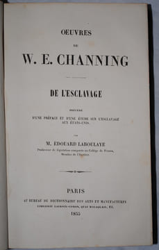 oeuvres de l'esclavage. CHANNING William Ellery