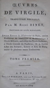 Œuvres de VIRGILE, traduction nouvelle par M. René Binet. 
