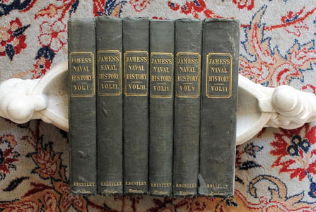 The Naval History of Great Britain, from the declaration of war by France in 1793 to the accession of George IV. by William James a new edition with additions and notes, and an account of the Burmese War and the battle of Navarino, by Captain Chamier, RN.