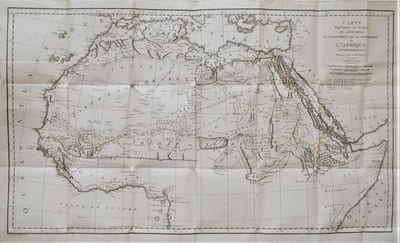 Voyage dans l'Afrique septentrionale, depuis Le Caire jusqu'à Mourzouk, capitale du royaume de Fezzan. Suivi d'éclaircissements sur la géographie de l'Afrique, par M. Rennell. Traduit de l'anglais [...]. Et augmenté de notes et d'un mémoire sur les oasis, composé principalement, d'après les auteurs arabes, par L. Langlès [...].
