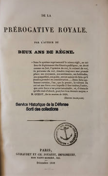 DE LA PREROGATIVE ROYALE PAR L'AUTEUR DE DEUX ANS DE REGNE. PEPIN ALPHONSE