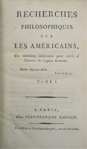 Oeuvres philisophiques de Pauw comprenant ;Recherches philosophiques sur les Américains  ou Mémoires intéressants pour servir à l'Histoire de l'Espèce Humaine , Recherches philosophiques sur les Égyptiens et les Chinois , Recherches sur les Grecs