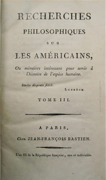 Oeuvres philisophiques de Pauw comprenant ;Recherches philosophiques sur les Américains  ou Mémoires intéressants pour servir à l'Histoire de l'Espèce ...