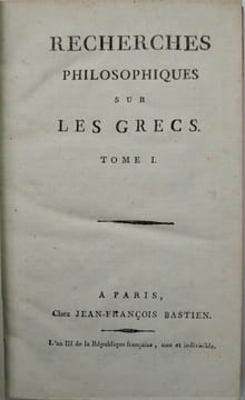 Oeuvres philisophiques de Pauw comprenant ;Recherches philosophiques sur les Américains  ou Mémoires intéressants pour servir à l'Histoire de l'Espèce ...