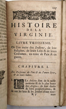 Histoire de la Virginie contenant : I/ L'histoire du premier établissement dans la Virginie, & de son gouvernement jusques-à-présent. II/ Les ...
