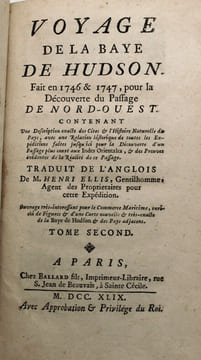Voyage de la baye de Hudson. Fait en 1746 & 1747, pour la découverte du passage de Nord-Ouest.
. ELLIS , Henry