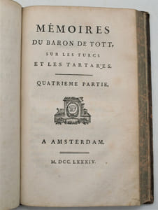 Mémoires du Baron de Tott, sur les turcs et les tartares,