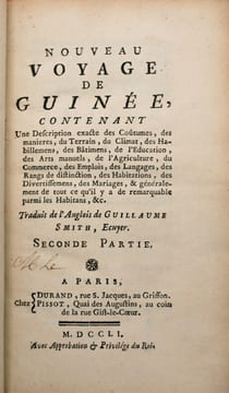 Nouveau voyage de Guinée, contenant une description exacte des coutumes, des manières, du terrain, du climat, des habillemens, des bâtimens, de ...