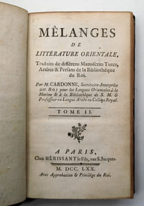 Mélanges de littérature orientale, traduits de différents manuscrits Turc, Arabes et Persans de la Bibliothèque du Roi