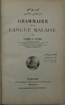 Grammaire de langue malaise.. FAVRE P. (Abbé)