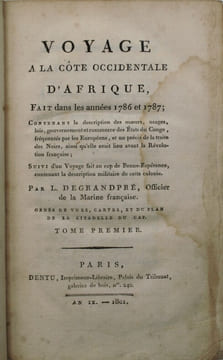 Voyage à la côte occidentale d'Afrique, fait dans les années 1786 et 1787 contenant la description des moeurs, usages, lois, gouvernement et commerce ...