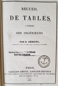 RECUEIL DE TABLES A L'USAGE DES INGENIEURS
