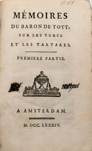 Mémoires du Baron de Tott, sur les turcs et les tartares,
