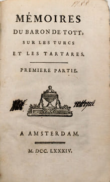 Mémoires du Baron de Tott, sur les turcs et les tartares,. TOTT, Baron François De