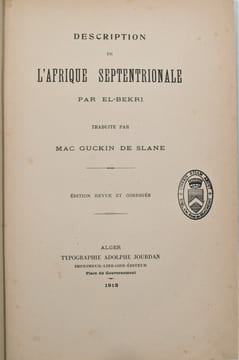 Description de l'Afrique septentrionale ,. EL-BEKRI , Abou Obeid