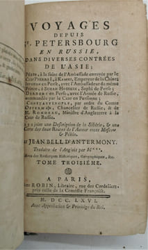 Voyages entre Saint-Pétersbourg et la Russie, dans divers pays d'Asie. . BELL D'ANTERMONY (Jean) , LANGE (Lorenz)