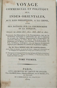 Voyage commercial et politique aux Indes orientales, aux Iles Philippines, à la Chine, avec des notions sur la Cochinchine et le Tonquin pendant les années 1803, 1804, 1805, 1806 et 1807 ,
