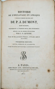Histoire de l'esclavage en Afrique (pendant trente-quatre ans) de P. Dumont, natif de Paris, maintenant à l'hospice royal des incurables.
