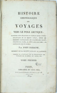 Histoire chronologique des voyages vers le pole arctique, entrepris pour découvrir un passage entre l’océan Atlantique et le grand-océan, depuis les premières navigations des Scandinaves jusqu’à l’expédition faite en 1818, sous les ordres des capitaines Ross et Buchan
