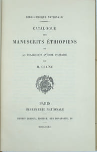 Catalogue des manuscrits éthiopiens de la collection Antoine d'Abbadie et Catalogue of ethiopian manuscript in the Bodleian library ,volume 2