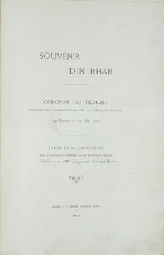 Souvenir d'In Rhar - Colonne du Tidikelt. MARTIAL (Lieutenant)