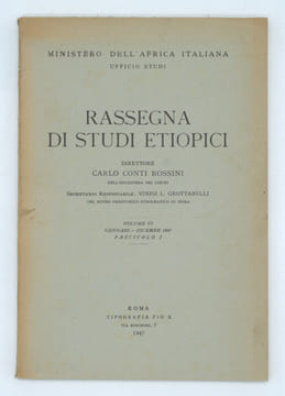 Rassegna di studi etiopici : Volume VI : Gennaio- Dicembre 1947. ROSSINI , Carlo Conti