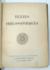 Textes Philosophiques. WIEGER (Léon) 