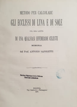 METODO PER CALCOLARE GLI ECCLISSI DI LUNA E DI SOLE. SAPORETTI ANTONIO