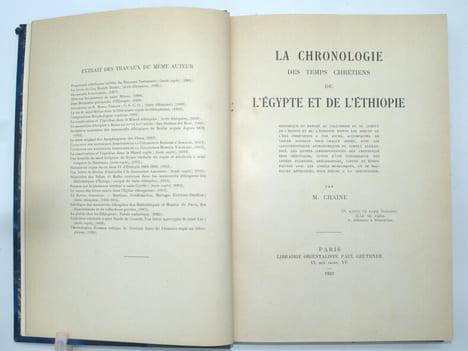 La chronologie des temps chrétiens de l'Égypte et de l'Éthiopie.. CHAÎNE , Marius