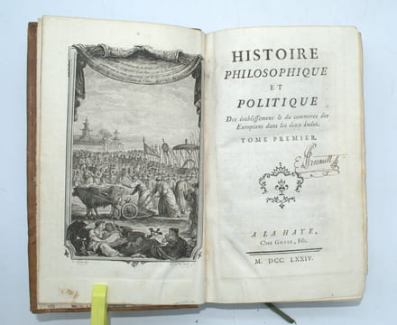 Histoire philosophique et politique des établissements et du commerce des européens dans les deux Indes
. RAYNAL, Guillaume Thomas.