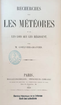 RECHERCHES SUR LES METEORES ET SUR LES LOIS QUI LES REGISSENT. COULVIER ET GRAVIER