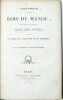 Lois de Manou, Publié en Sanscrit, avec des notes contenant un choix de variantes et de Scholies par A. Deslongchamps
. LOISELEUR-DESLONGCHAMPS ...