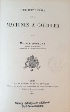 VUE D'ENSEMBLE SUR LES MACHINES A CALCULER. OCAGNE