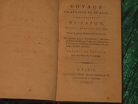 VOYAGE EN AFRIQUE ET EN ASIE PRINCIPALEMENT AU JAPON. PARIS 1794. THUNBERG (Charles Pierre)