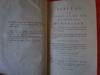Tableau du climat et du sol des Etats-Unis d'Amérique. Suivi d'éclaircissements sur la Floride, sur la colonie française au Scioto, sur quelques colonies Canadiennes et sur les Sauvages.