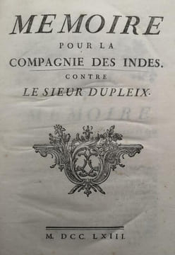 Compagnie des Indes. Mémoire pour la Compagnie des Indes. Contre le Sieur Dupleix.. undefined