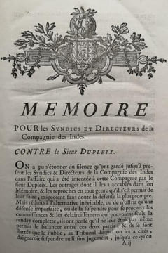 Compagnie des Indes. Mémoire pour la Compagnie des Indes. Contre le Sieur Dupleix.. undefined