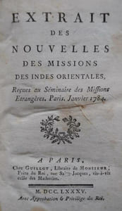 Extrait des nouvelles des missions des Indes Orientales, revues au Séminaire des Missions Étrangères. 